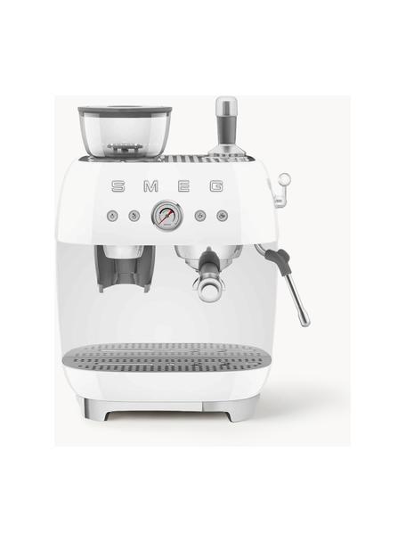 Kaffeemaschine 50's Style mit Siebträger, Aluminium-Druckguss, Edelstahl, Kunststoff, Weiß, glänzend, B 45 x H 50 cm