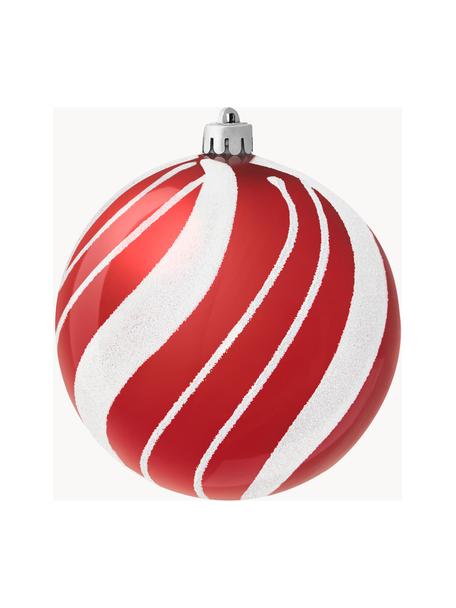 Boules de Noël incassables Frosty Ø 8 cm, 12 pièces, Plastique, Rouge, blanc, Ø 8 cm