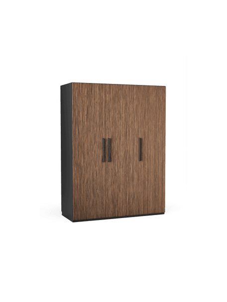 Armadio componibile ad ante a battente Simone, larg. 150 cm, diverse varianti, Effetto legno di noce, nero, Interno Basic, alt. 200 cm
