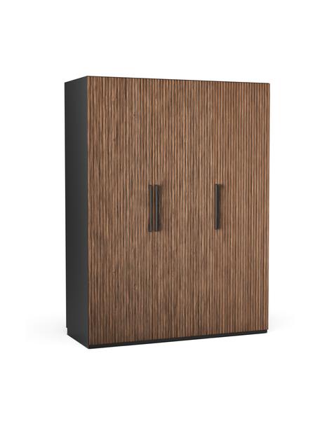Modulárna šatníková skriňa s otočnými dverami Simone, šírka 150 cm, niekoľko variantov, Vzhľad orechového dreva, čierna, Basic, Š 150 x V 200 cm
