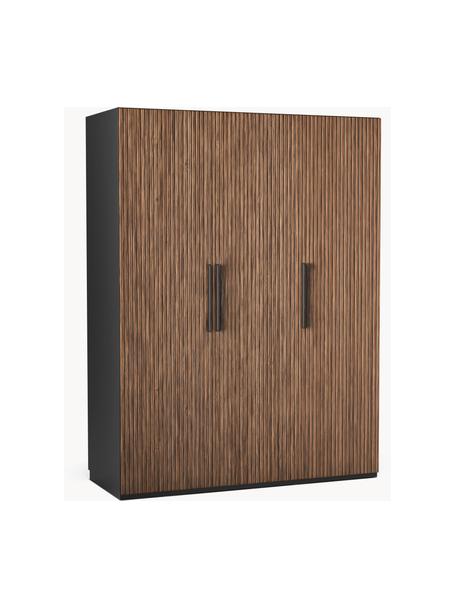 Modulární skříň ve vzhledu ořechového dřeva s otočnými dveřmi Simone, šířka 150 cm, více variant, Vzhled ořechového dřeva, černá, Interiér Basic, Š 150 x V 200 cm