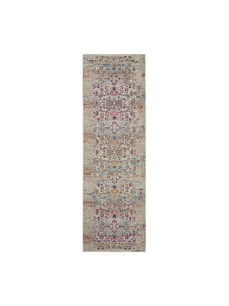 Niederflor-Läufer Kashan mit bunten Ornamenten, Flor: 100% Polypropylen, Beige, Mehrfarbig, 70 x 245 cm