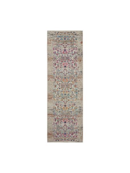 Laagpolige loper Kashan met gekleurde decoratie, Bovenzijde: 100% polypropyleen, Onderzijde: latex, Grijs, meerkleurig, B 71 x L 230 cm