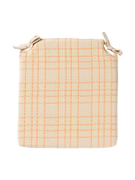 Károvaný bavlněný podsedák s výšivkou Orla, 100 % bavlna, Oranžová, Š 40 cm, D 37 cm