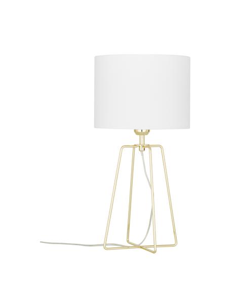 Lampada da tavolo Karolina-Gold, Paralume: cotone, Base della lampada: metallo ottonato, Bianco, ottonato, Ø 25 x Alt. 49 cm