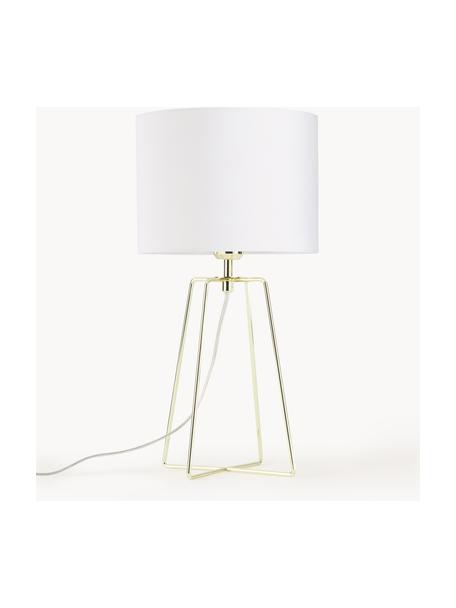 Lámpara de mesa Karolina, Pantalla: algodón, Cable: plástico, Blanco, dorado, Ø 25 x Al 49 cm