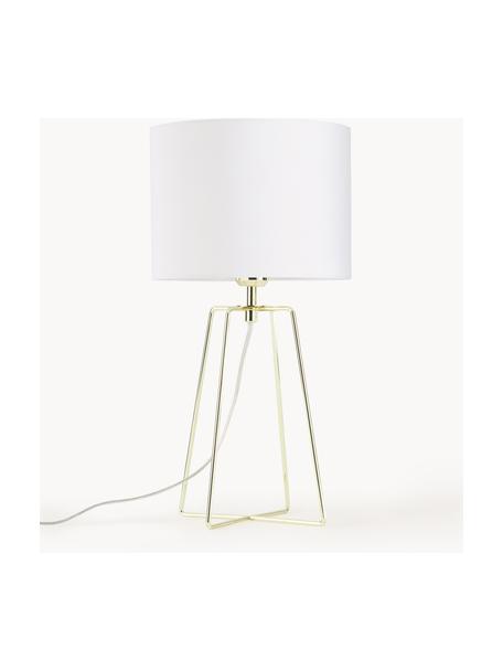 Tischlampe Karolina-Gold, Lampenschirm: Baumwolle, Lampenfuß: Metall, vermessingt, Weiß, Goldfarben, Ø 25 x H 49 cm