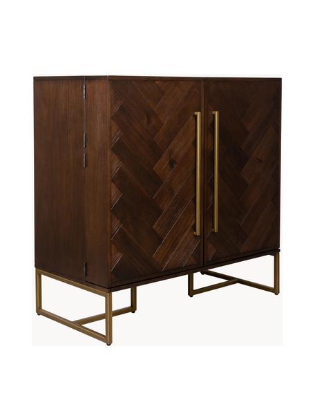 Visgraat barkast Class met acaciahoutfineer, Frame: MDF met acaciahoutfineer, Hout, B 100 x H 100 cm