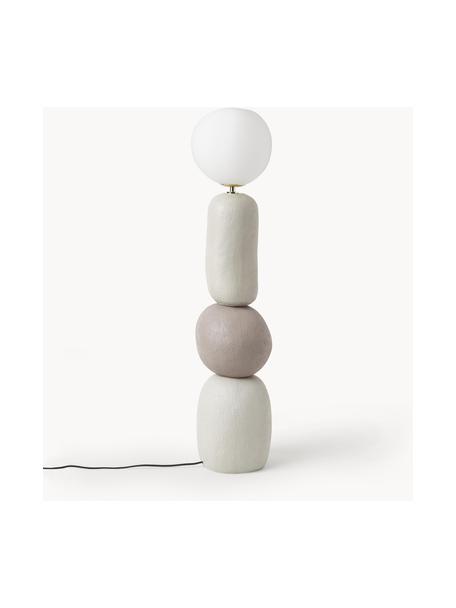 Lampada piccola da terra Chakra, Paralume: vetro opale, Tonalità grigie, Alt. 119 cm
