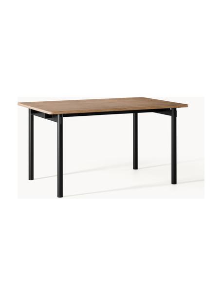 Eettafel Mavi, in verschillende formaten, Tafelblad: MDF met eikenhoutfineer, , Poten: gecoat metaal, Eikenhout, zwart, B 140 x D 90 cm