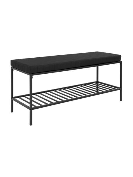 Banquette en métal avec coussin d'assise Noel, Noir, larg. 100 x haut. 48,5 cm