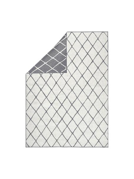 Dubbelzijdig in- & outdoor vloerkleed Malaga met ruitjesmotief, 100% polypropyleen, Grijs, crèmewit, B 80 x L 150 cm (maat XS)