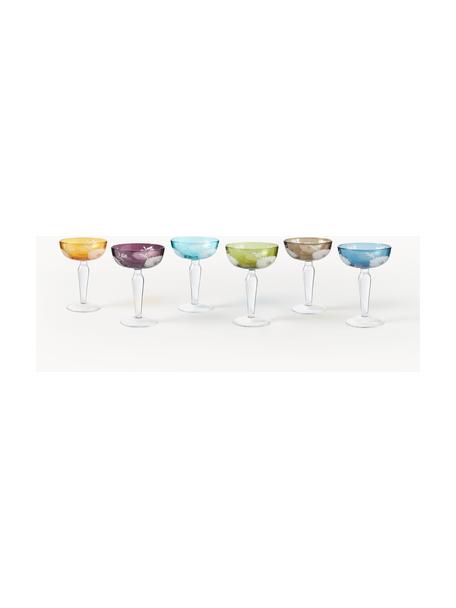 Set 6 coppe da champagne Peony, Vetro, Multicolore, Ø 10 x Alt. 15 cm, 150 ml