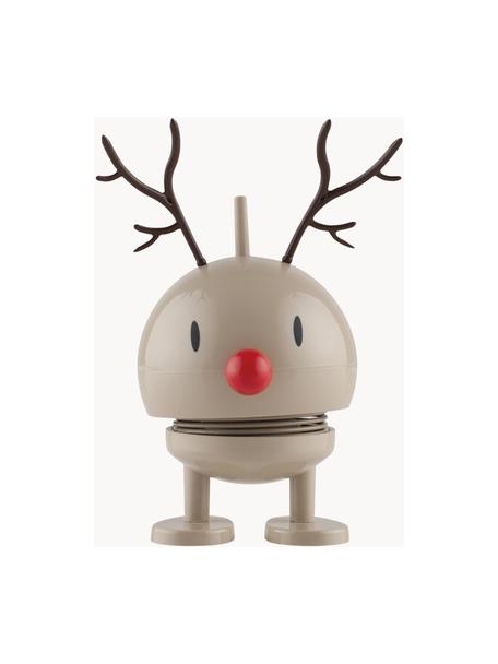 Decoratief object Reindeer Bumble, Kunststof, metaal, Beige, zwart, rood, Ø 5 x H 9 cm