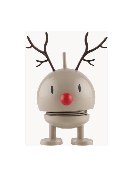 Deko-Objekt Hoptimist Reindeer Bumble, Kunststoff, Metall, Greige, Schwarz, Rot, Ø 5 x H 9 cm