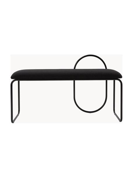 Banc rembourré Angui, Tissu noir, larg. 110 x prof. 39 cm