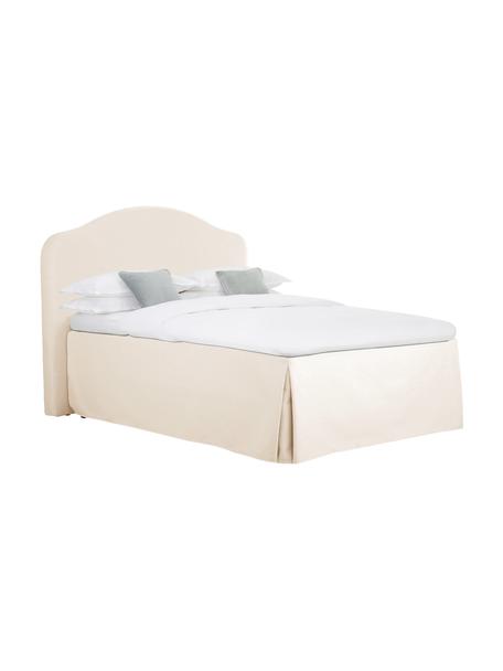 Lit à sommier tapissier premium Dahlia, Tissu blanc crème, 160 x 200 cm, indice de fermeté 3