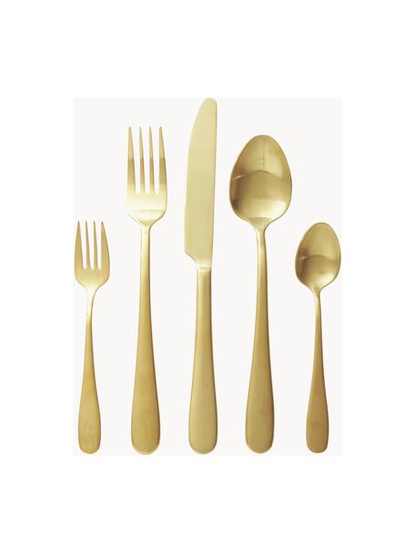 Mat geborstelde bestekset Francine, 4 personen (20-delig), Mes: edelstaal 13/0 Het bestek, Goudkleurig, mat, 4 personen (20-delig)