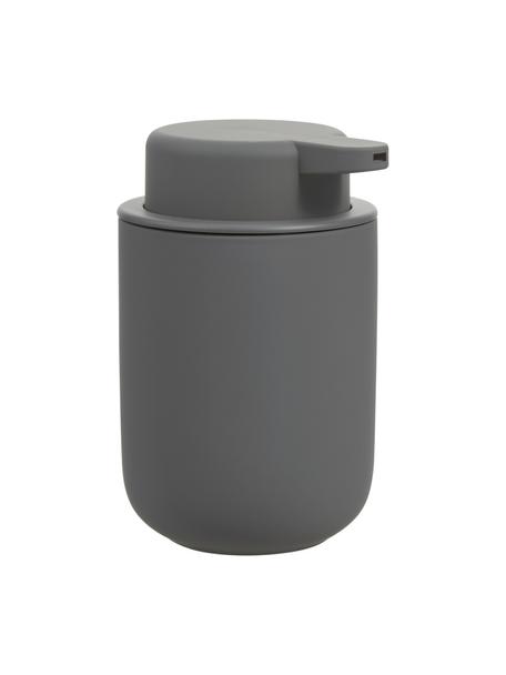 Seifenspender Ume aus Steingut mit Soft-Touch Oberfläche, Behälter: Steingut überzogen mit So, Grau, Ø 8 x H 13 cm