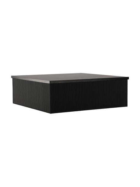 Holz-Couchtisch Lenox mit Rillenrelief, Mitteldichte Holzfaserplatte (MDF), Holz, schwarz lackiert, B 90 x T 90 cm