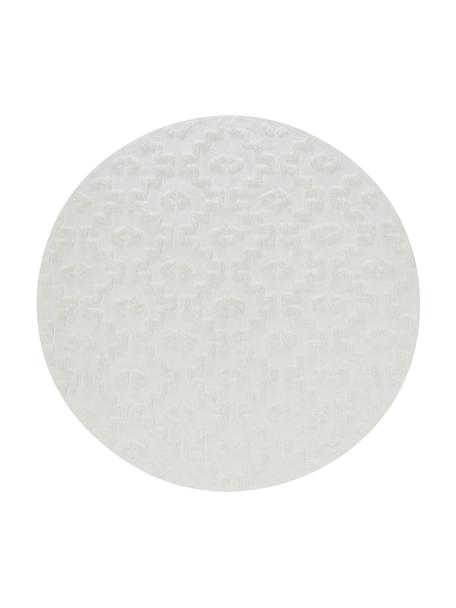 Kulatý bavlněný koberec s vystouplým vzorem Idris, 100 % bavlna, Krémová, Ø 120 cm (velikost S)