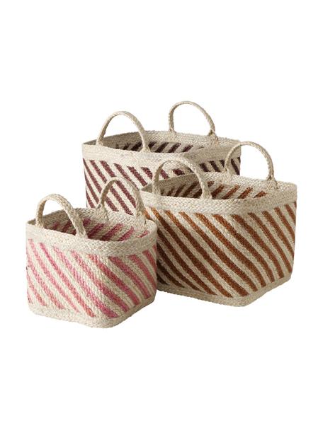 Set de cestas artesanales de yute Magura, 3 uds., Yute, Multicolor, Set de diferentes tamaños