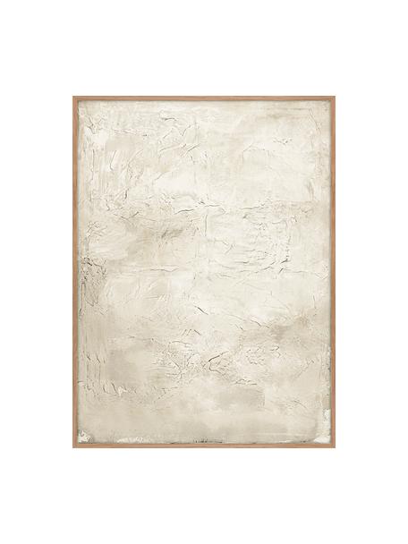 Handbeschilderde canvasdoek Simple Living met houten frame, Lijst: eikenhout, gecoat, Beige, B 92 x H 120 cm