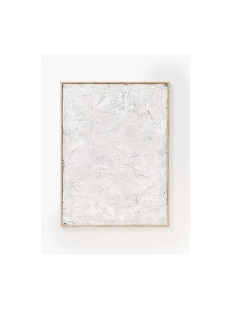 Ręcznie malowany obraz na płótnie w drewnianej ramie Simple Living, Stelaż: drewno sosnowe, Złamana biel, S 92 x W 120 cm