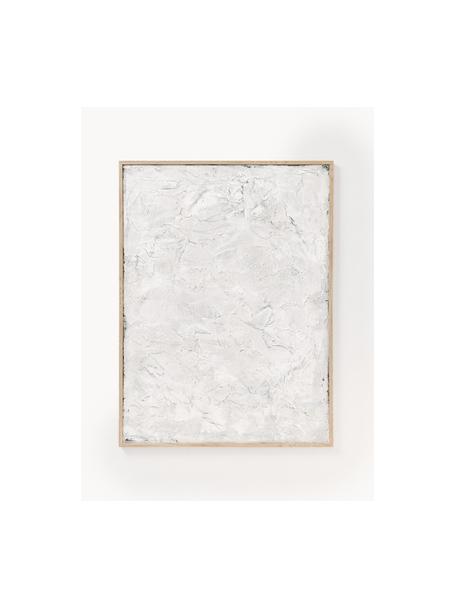 Handbeschilderde canvasdoek Simple Living, Lijst: eikenhout, gecoat, Gebroken wit, B 92 x H 120 cm