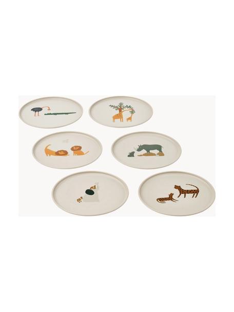 Assiettes pour enfants Remco, 6 élém., 100 % polyester (75 % PET, recyclé), Blanc cassé, multicolore, Ø 20 cm