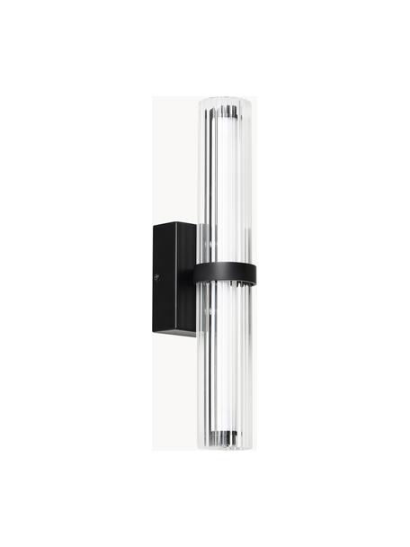 LED wandlamp Mirabella, Lampenkap: glas, Transparant, zwart, B 8 x H 38 cm