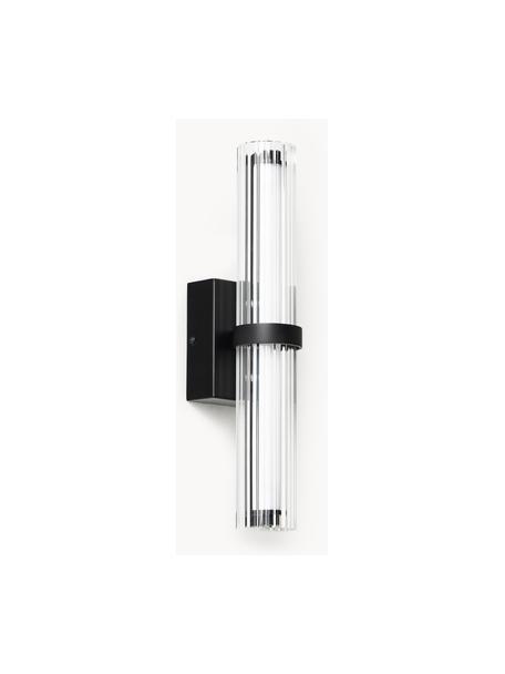 Aplique LED Mirabella, Pantalla: vidrio, Estructura: metal recubierto, Transparente, negro, An 8 x Al 38 cm