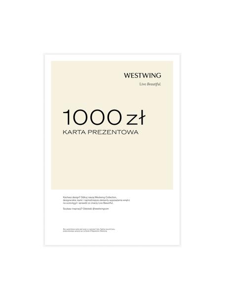 Karta prezentowa do wydrukowania, Cyfrowy voucher do samodzielnego wydrukowania i wykorzystania od razu!
Po zaksięgowaniu płatności otrzymasz e-mail z linkiem do Twojego vouchera. Możesz po prostu zapisać plik PDF i wydrukować go., Kremowobiały, czarny, 1000