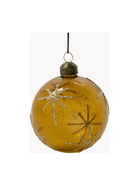 Boules de Noël Star, 4 pièces, Verre, Ocre, doré, Ø 8 cm