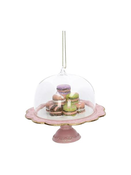 Ozdoba choinkowa Macaron Cake, Poliresing, szkło, Blady różowy, wielobarwny, Ø 11 x W 10 cm