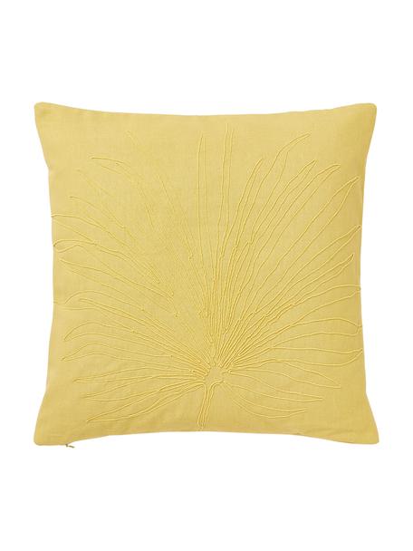 Vyšívaný povlak na polštář Pritha, 100 % bavlna, Žlutá, Š 45 cm, D 45 cm