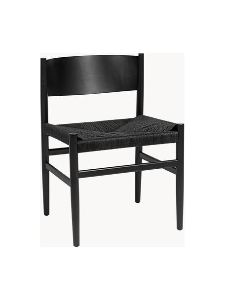 Houten stoel Nestor met gevlochten zitvlak, handgemaakt, Frame: beukenhout FSC-gecertific, Zwart, B 50 x D 53 cm