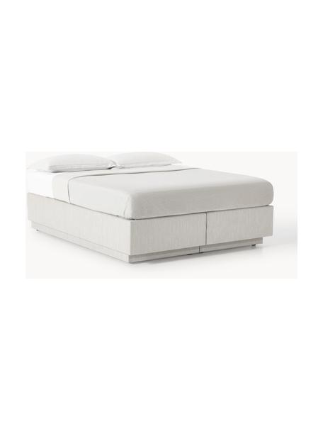 Boxspringbett Enya mit Stauraum, Bezug: 100 % Polyester Der strap, Matratze: 5-Zonen-Taschenfederkern, Webstoff Greige, B 200 x L 200 cm, Härtegrad H2