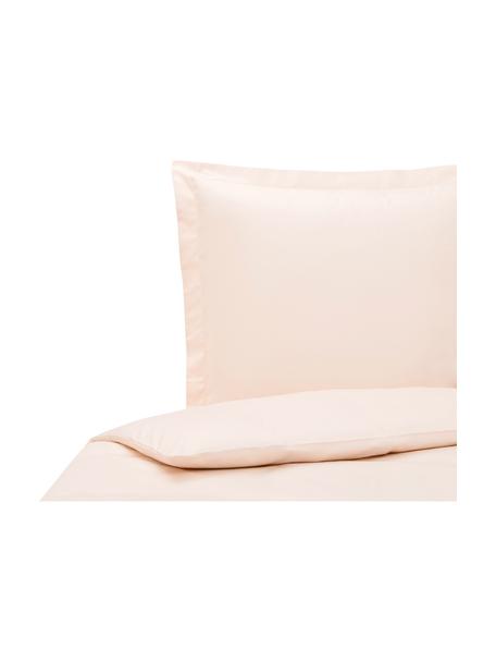 Saténové povlečení z organické bavlny s lemováním Premium, Růžová, 135 x 200 cm + 1 polštář 80 x 80 cm