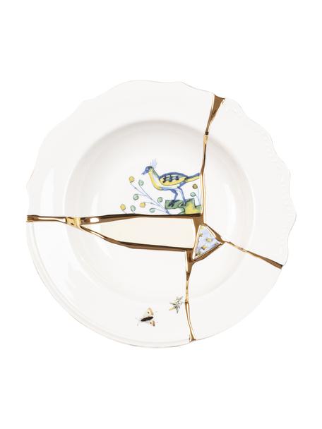 Piatto fondo in porcellana di design Kintsugi, Bianco, Ø 22 cm