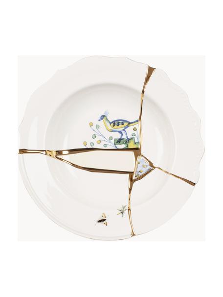 Dizajnový porcelánový hlboký tanier Kintsugi, Biela, Ø 22 cm