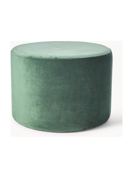 Pouf en velours Daisy, Velours vert sauge, Ø 54 x haut. 38 cm