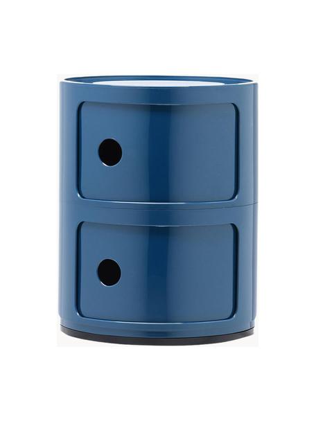 Contenitore di design con 3 cassetti Componibili, Plastica (ABS) laccata, certificata Greenguard, Grigio-blu lucido, Ø 32 x Alt. 40 cm
