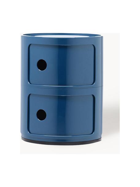 Contenitore di design con 3 cassetti Componibili, Plastica (ABS) laccata, certificata Greenguard, Grigio-blu lucido, Ø 32 x Alt. 40 cm