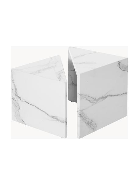 Set 2 tavolini da salotto effetto marmo Vilma, Pannello di fibre a media densità (MDF) rivestito con carta patinata laccata, Bianco effetto marmo, Set in varie misure
