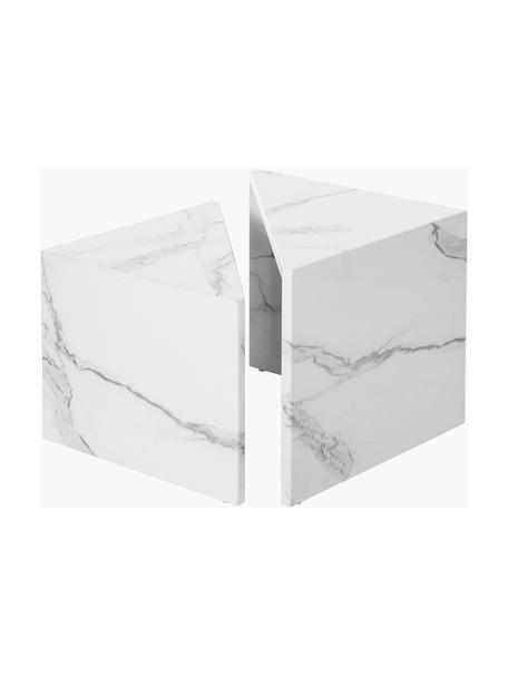Set de mesas de centro en look mármol Vilma, 2 uds., Tablero de fibras de densidad media (MDF), cubierto en papel lacado, Aspecto mármol blanco, Set de diferentes tamaños