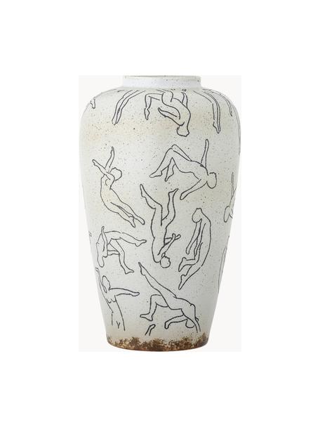 Vase Adah, H 34 cm, Steingut, Off White, Schwarz, Ø 21 x H 34 cm