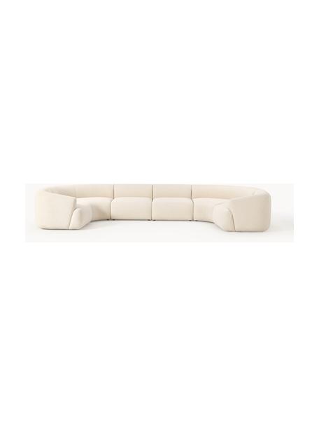 Modulární XL bouclé sedací souprava Sofia, Krémově bílá, D 450 cm, Š 231 cm