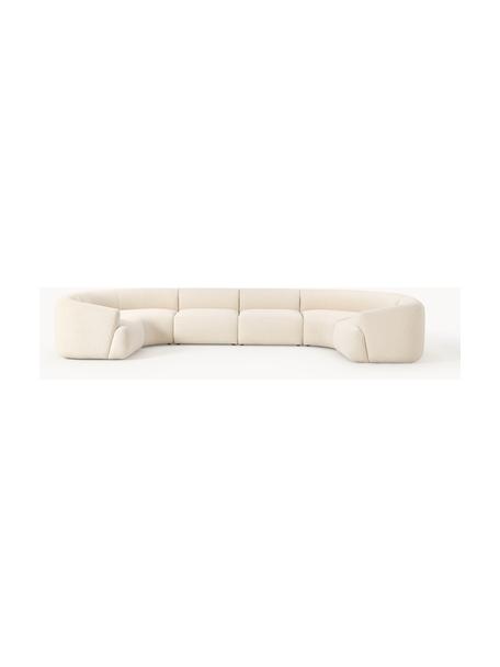 Sofa modułowa XL bouclé Sofia, Tapicerka: bouclé (100% poliester) D, Stelaż: drewno świerkowe z certyf, Nogi: tworzywo sztuczne, Kremowobiały bouclé, S 450 x G 231 cm