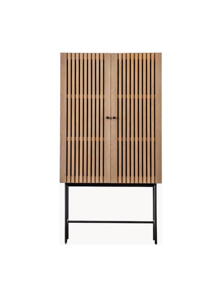 Credenza in legno Okayama, Legno di quercia, nero, Larg. 86 x Alt. 160 cm